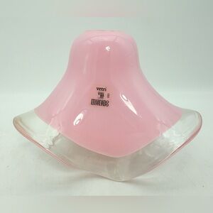 Vintage Murano Verti Pink Opaline Glass Lamp Shade, Sculptural Italian Art Glass